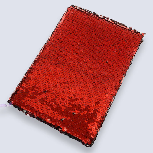 A5 Reversible Sequin Red Silver Notebook Glittery Notepad Writing Journal Diary Book Gift