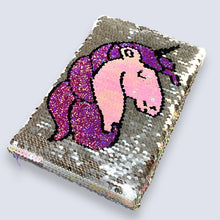Load image into Gallery viewer, A5 Reversible Sequin Unicorn Head Notebook Glittery Notepad Writing Journal Diary Book Gift