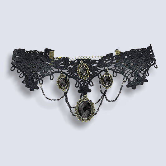 Gothic Black Lace Bib Necklace Collar Choker Halloween Vintage Vampire