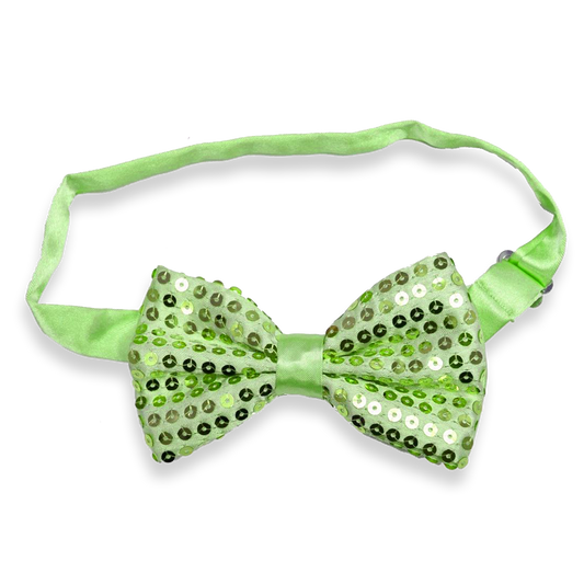 Sequin Satin Lime Green Shiny Bow Tie Dickie Show Sparkly Fancy Dress Magic Mens Boys