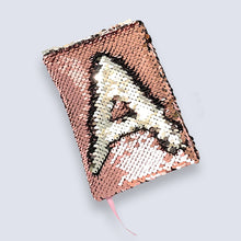 Load image into Gallery viewer, Small A6 Reversible Sequin Baby Pink Notebook Notepad Journal Diary Book Xmas Girls Gift