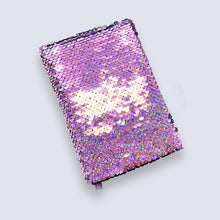 Load image into Gallery viewer, Small A6 Reversible Sequin Lilac Notebook Notepad Journal Diary Book Xmas Girls Gift