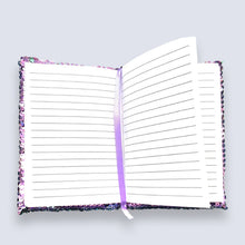 Load image into Gallery viewer, Small A6 Reversible Sequin Lilac Notebook Notepad Journal Diary Book Xmas Girls Gift
