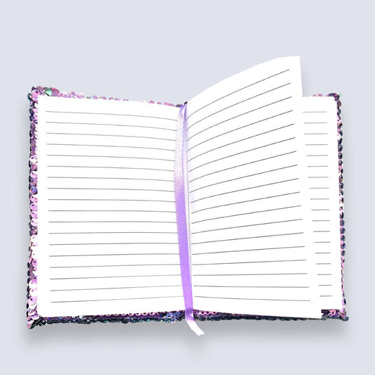 Small A6 Reversible Sequin Lilac Notebook Notepad Journal Diary Book Xmas Girls Gift