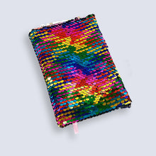 Load image into Gallery viewer, Small A6 Reversible Sequin Rainbow Notebook Notepad Journal Diary Book Xmas Girls Gift