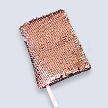 Load image into Gallery viewer, Small A6 Reversible Sequin Baby Pink Notebook Notepad Journal Diary Book Xmas Girls Gift