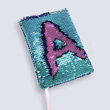 Load image into Gallery viewer, Small A6 Reversible Sequin Blue Notebook Notepad Journal Diary Book Xmas Girls Gift