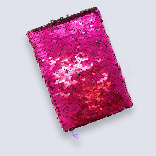 Small A6 Reversible Sequin Fuchsia Notebook Notepad Journal Diary Book Xmas Girls Gift