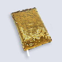 Load image into Gallery viewer, Small A6 Reversible Sequin Gold Notebook Notepad Journal Diary Book Xmas Girls Gift