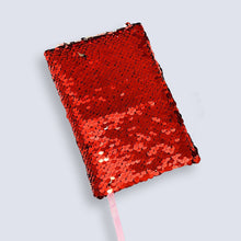 Load image into Gallery viewer, Small A6 Reversible Sequin Red Notebook Notepad Journal Diary Book Xmas Girls Gift
