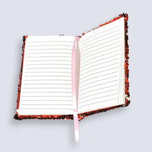 Load image into Gallery viewer, Small A6 Reversible Sequin Red Notebook Notepad Journal Diary Book Xmas Girls Gift