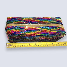 Load image into Gallery viewer, Large Colourful Rainbow Reversible Sequin Pencil Case School
