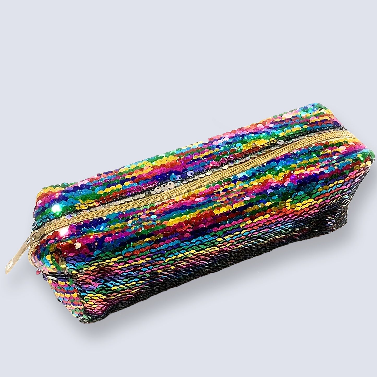 Large Colourful Rainbow Reversible Sequin Pencil Case School