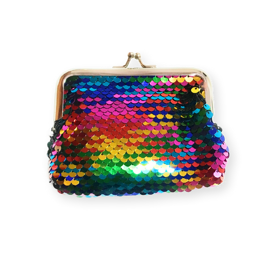 Ladies Girls Reversible Sequin Rainbow Coin Wallet Pouch Money Purse Card Holder Gift UK