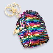 Load image into Gallery viewer, Sequin Colourful Rainbow Coin Purse Pouch Mini Backpack Bag Charm Keychain Wallet Girls UK