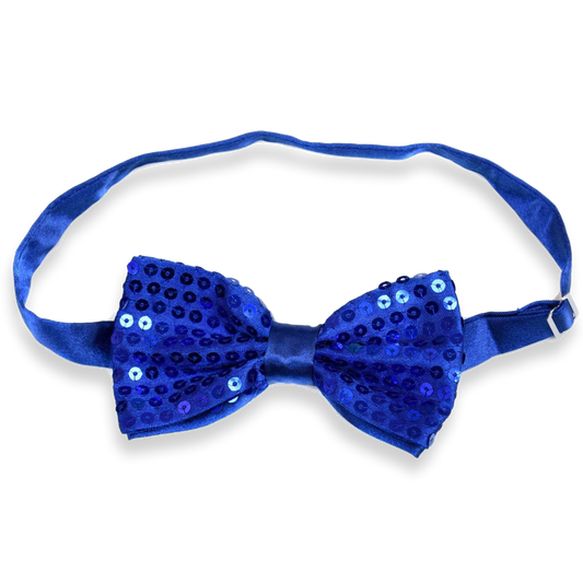 Sequin Satin Blue Shiny Bow Tie Dickie Show Sparkly Fancy Dress Magic Mens Boys