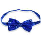 Sequin Satin Blue Shiny Bow Tie Dickie Show Sparkly Fancy Dress Magic Mens Boys