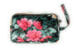 Fuchsia Pink and Green Camillar Flower Fun PVC Canvas Wallet Purse Pouch Triple Zip w/ Wrist Strap Wristlet Clutch Bag