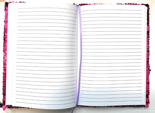 A5 Reversible Sequin Fuchsia Pink Silver Notebook Glittery Notepad Writing Journal Diary Book Gift