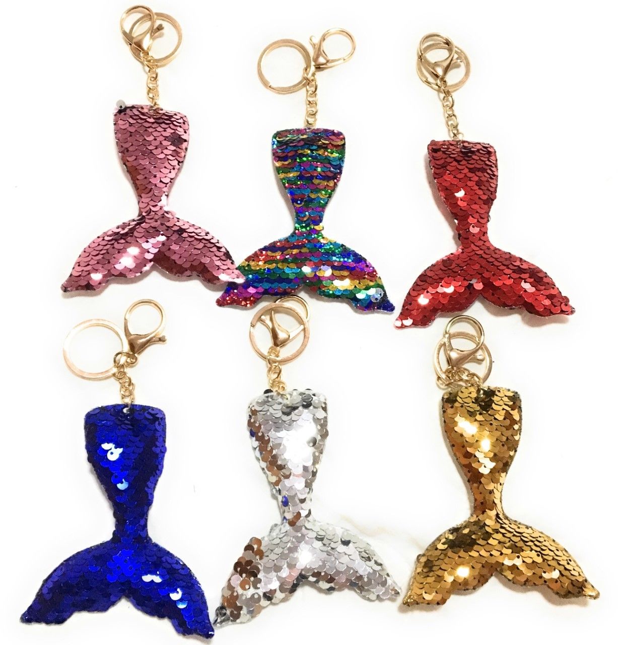 SEQUIN Mermaid Tail Keychain Keyring Handbag Bag Charm Girls Xmas Stocking Party Bag Filler
