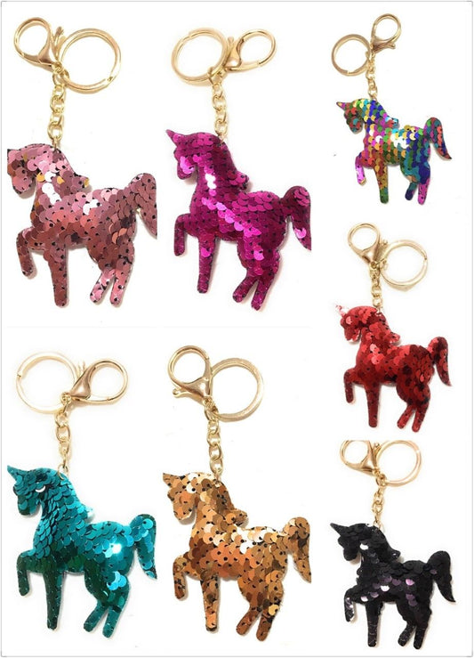 SEQUIN Full Unicorn Keychain Keyring Handbag Bag Charm Girls Xmas Stocking Party Bag Filler