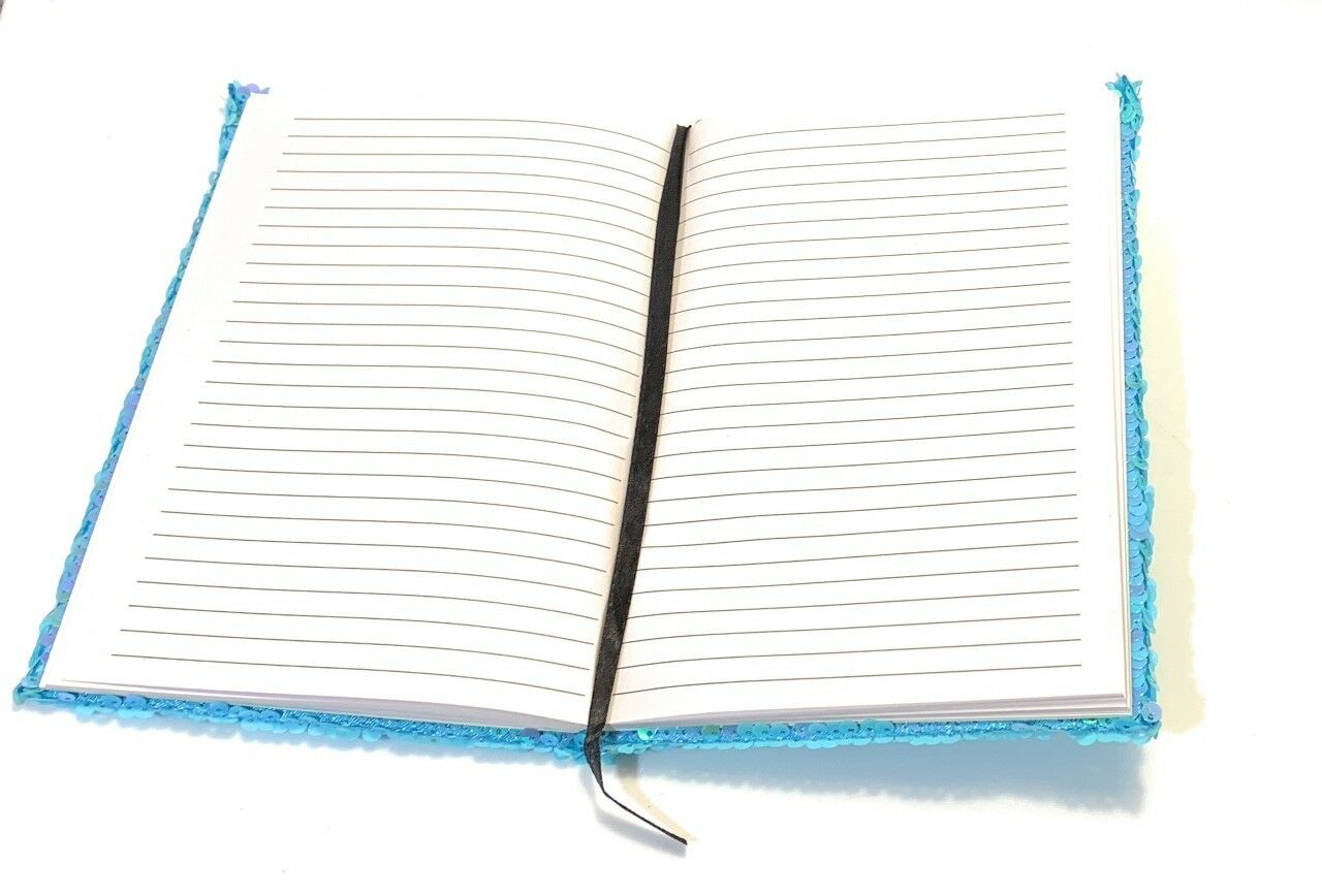 A5 Reversible Sequin Baby Blue Turquoise Notebook Glittery Notepad Writing Journal Diary Book Gift