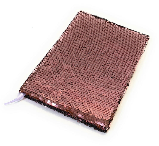 A5 Reversible Sequin Baby Pink Silver Notebook Glittery Notepad Writing Journal Diary Book Gift