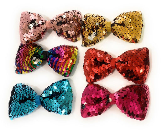 4" Girls Big Glittery Sequin Novelty Bow Hair Alligator Clip Clips Slide Gift