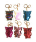 SEQUIN Owl Keychain Keyring Handbag Bag Charm Girls Xmas Stocking Party Bag Filler