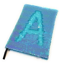 Load image into Gallery viewer, A5 Reversible Sequin Baby Blue Turquoise Notebook Glittery Notepad Writing Journal Diary Book Gift
