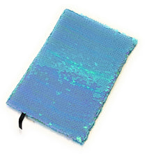 Load image into Gallery viewer, A5 Reversible Sequin Baby Blue Turquoise Notebook Glittery Notepad Writing Journal Diary Book Gift