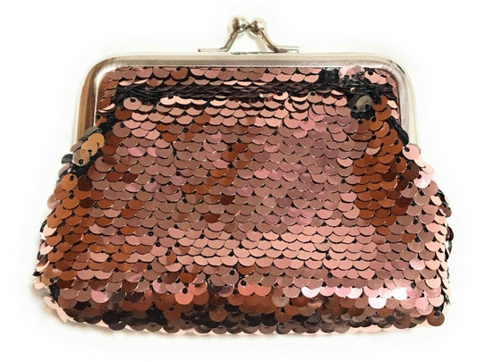 Ladies Girls Reversible Sequin Nude Pink Coin Wallet Pouch Money Purse Card Holder Gift UK