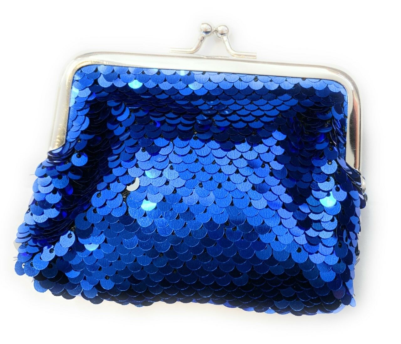 Ladies Girls Reversible Sequin Royal Blue Coin Wallet Pouch Money Purse Card Holder Gift UK