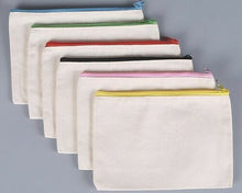 Load image into Gallery viewer, 6 Canvas Makeup Bags Rainbow Zipper Pouch Bag Pencil Case Blank DIY Craft Art UK